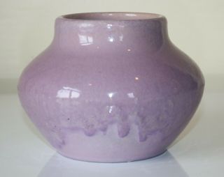 Arequipa Bulbous Pottery Vase 5 Inches Tall Lilac Thick Dripping Glaze.  Beauty