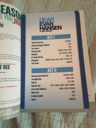 Dear Evan Hansen SIGNED PLAYBILL RARE Arena Stage 2