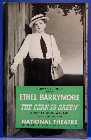 Triton Offers Rare,  Orig 1940 Broadway Poster The Corn Is Green Ethel Barrymore