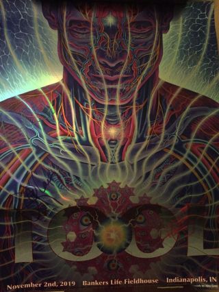 Tool Band Alex Grey Poster Signed By All 4.  37 Rare.  Indianapolis 11 - 2 - 19