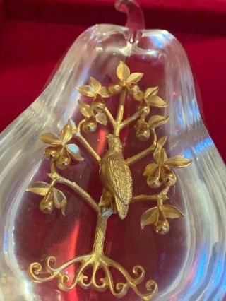 Rare STEUBEN Glass 18k GOLD PARTRIDGE PEAR TREE RED BOX Perfect Xmas Gift 11