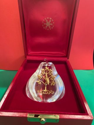 Rare Steuben Glass 18k Gold Partridge Pear Tree Red Box Perfect Xmas Gift