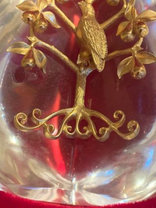 Rare STEUBEN Glass 18k GOLD PARTRIDGE PEAR TREE RED BOX Perfect Xmas Gift 3
