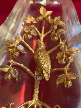 Rare STEUBEN Glass 18k GOLD PARTRIDGE PEAR TREE RED BOX Perfect Xmas Gift 4
