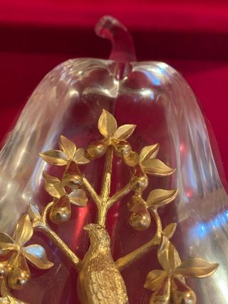 Rare STEUBEN Glass 18k GOLD PARTRIDGE PEAR TREE RED BOX Perfect Xmas Gift 5