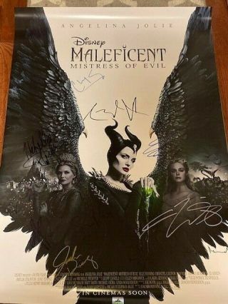 Maleficent Mistress Of Evil Ds Movie Poster Cast Signed Premiere Angelina Jolie