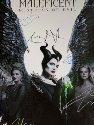 Maleficent Mistress of Evil DS Movie Poster CAST SIGNED Premiere Angelina Jolie 4
