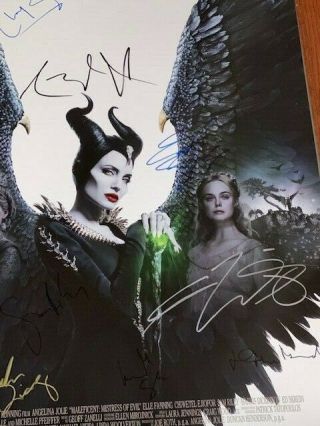 Maleficent Mistress of Evil DS Movie Poster CAST SIGNED Premiere Angelina Jolie 5