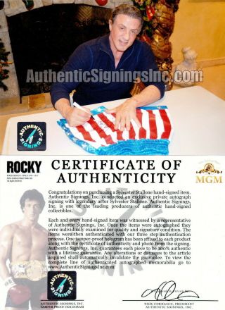 Sylvester Stallone ROCKY BALBOA Inscription Autographed Boxing Trunks ASI Proof 3