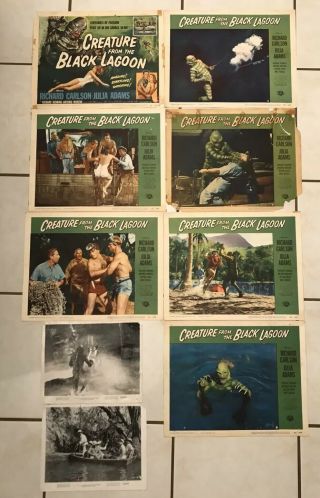 Set Of 7 Lobby Cards 1954.  Creature From The Black Lagoon & 2 B/w Photo Monster