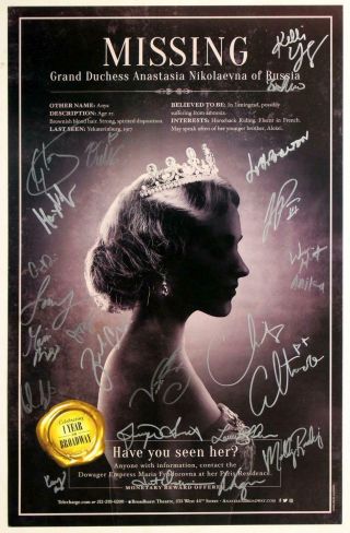 Anastasia Cast Christy Altomare Signed Rare Broadway Anniversary Poster