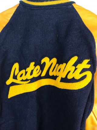 1980s Late Night With David Letterman Crew Jacket Leather Wool Sz L 6