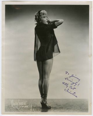 Burlesque Cat Girl Lilly Christine 1950s Autographed Pin - Up Photograph