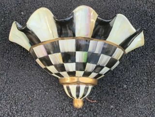 Mackenzie Childs Fluted Sconce Planter Courtly Check Rare Ceramic Light