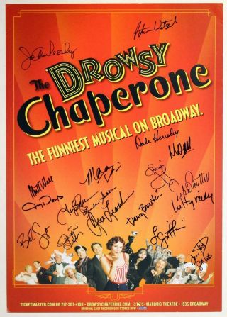 Drowsy Chaperone Cast Danny Burstein,  Beth Leavel,  Bob Saget Signed Poster