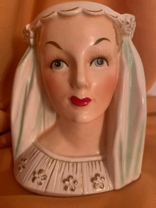 Rare Vintage Bride Lady Head Vase