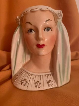 rare vintage BRIDE lady head vase 2