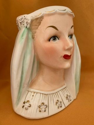 rare vintage BRIDE lady head vase 7
