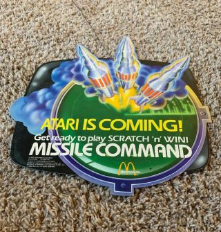 Rare - 1982 Mcdonalds Atari Missile Command Double Sided Sign