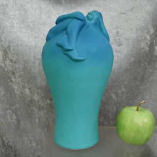 Rare Van Briggle Pottery 10” “Despondency” Vase,  Turquoise,  Circa 1940 2