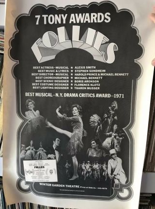 Follies Sondheim Poster Broadway - Black And White - Very Rare