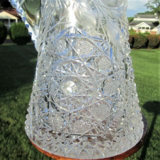 HUGE ANTIQUE AMERICAN BRILLIANT OLD CUT GLASS PITCHER VASE EWER TANKARD 11LB 13 