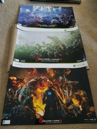 Gears Of War 2 And 3 Posters 24x36rear Htf 2008/2009/2010 Comic Con Sdcc Xbox