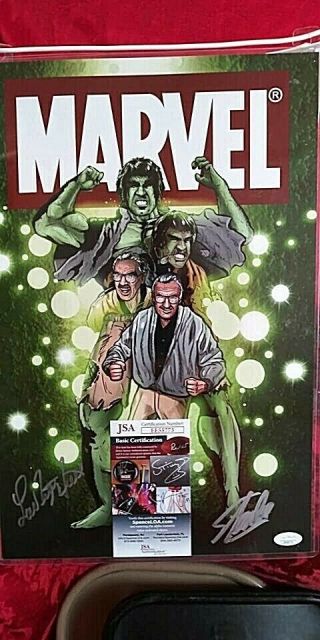 Stan Lee & Lou Ferrignno " The Incredible Hulk Authographed 11x14 Jsa Authentic