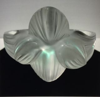Lalique France Loriol Double Orchid 12” Large Centerpiece Bowl $3200 Perfect