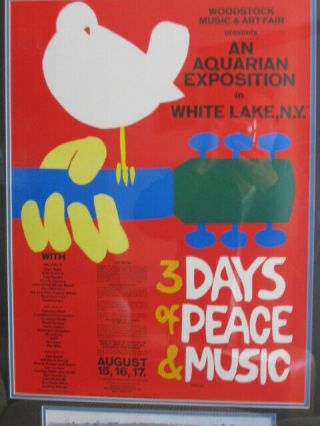 1969 Woodstock Music & Art Fair Poster,  Nearly 50 Years Old 2