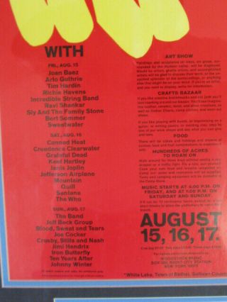 1969 Woodstock Music & Art Fair Poster,  Nearly 50 Years Old 6