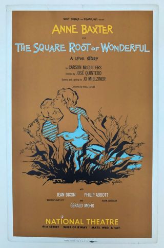 The Square Root Of Wonderful 1957 Broadway Window Card National Theatre York