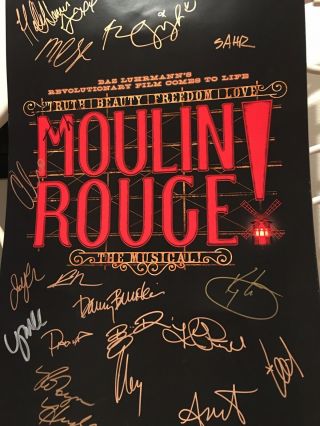 Moulin Rouge All Leads Rare Musical Cast Signed Broadway Poster X20 Window Card