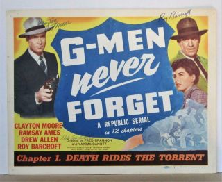 Set Of 8 1948 G - Men Never Forget Chapter 1 Color Lobby Cards Multiple Autographs