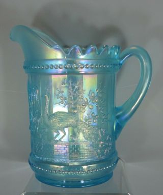 Peacock At The Fountain Pitcher,  Ice Blue: