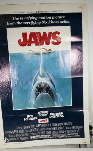 Jaws 1975 Movie Poster 27x41 Vintage Steven Spielberg