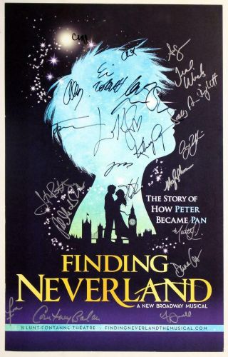 Patrial Broadway Cast Alfie Boe,  Kelsey Grammer Signed Finding Neverland Poster