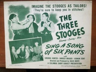 Sing A Song Of Six Pants - 3 Stooges - 11 X 14 - 1947 - Shemp - Scene Card