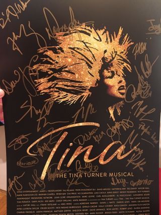 Tina Turner musical director and cast signed broadway poster window card Warren 2