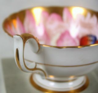 Rare Vintage Aynsley Pink Gold Butterfly Chysanthemum Flower Tea Cup & Saucer 7