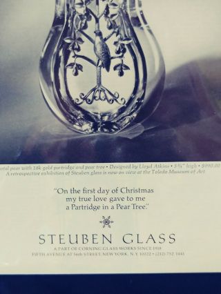 STEUBEN GLASS Pear & 18K GOLD 