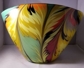 Large Vintage Multicolor Murano Art Glass Bowl/vase Signed