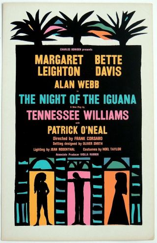 Triton Offers Orig 1961 Tennessee Williams Poster Night Of The Iguana B.  Davis