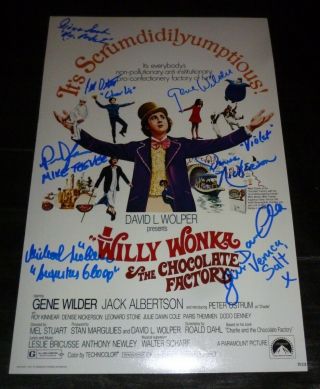 Willy Wonka Cast (x7) Authentic Hand - Signed " Gene Wilder " 11x17 Photo (exact Proof)