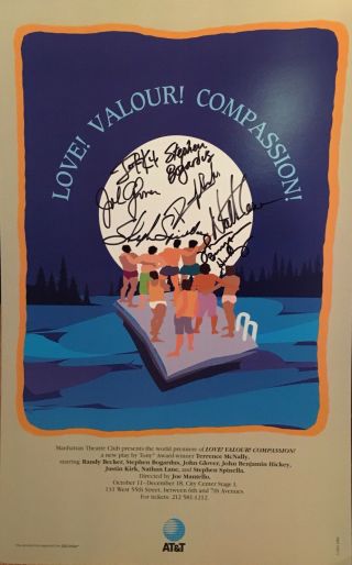 Nathan Lane,  Full Cast Signed Love Valour Compassion Off Broadway Poster