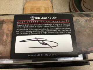 Eminem Signed Authenticated Brick And Dog Tag From Slim Shady’s Childhood Home. 5