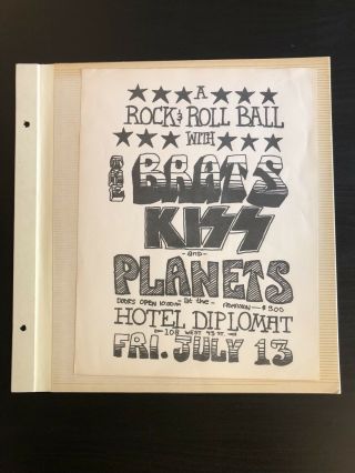 Kiss 1973 Very Early Handbill Opening For The Brats In Nyc In Photo Book Page