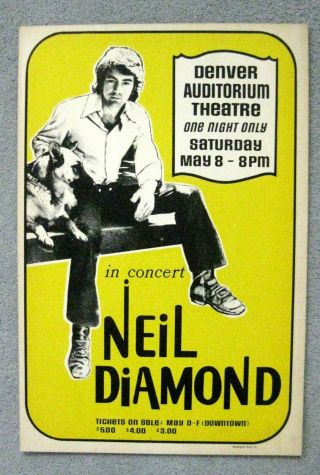 Theater Poster Window Card Neil Diamond In Concert Denver Auditorium Theater