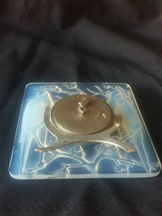RARE SIGNED RENE LALIQUE MANTLE CLOCK INSEPARABLES OPALESCENT GLASS 4