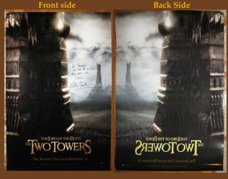 The Two Towers Double Sided Theater Poster,  Signed By Peter Jackson